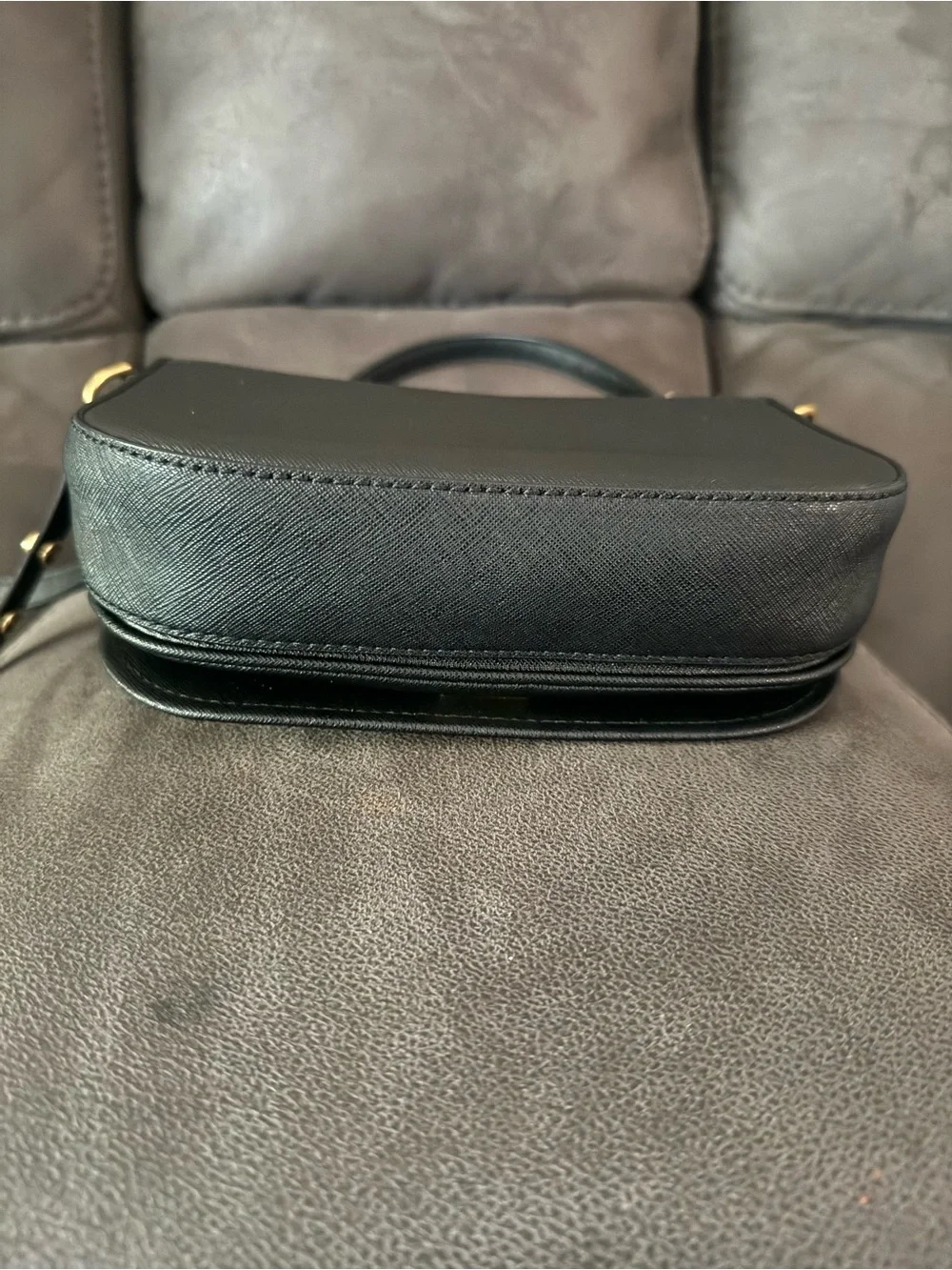 Tory Burch Black Leather Crossbody with Gold Logo